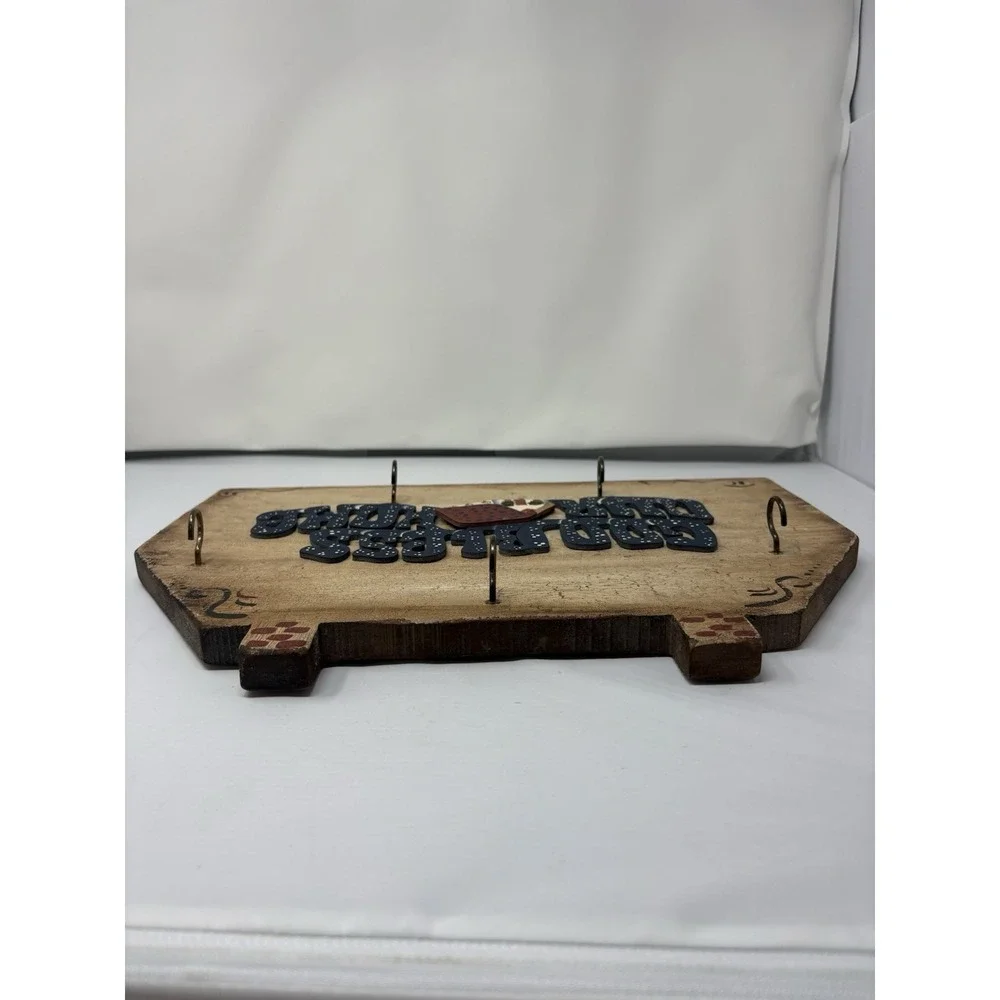 Vintage 90's Wooden Rustic God Bless Our Home Wall‎ Decor Pegs Cottage Primitive